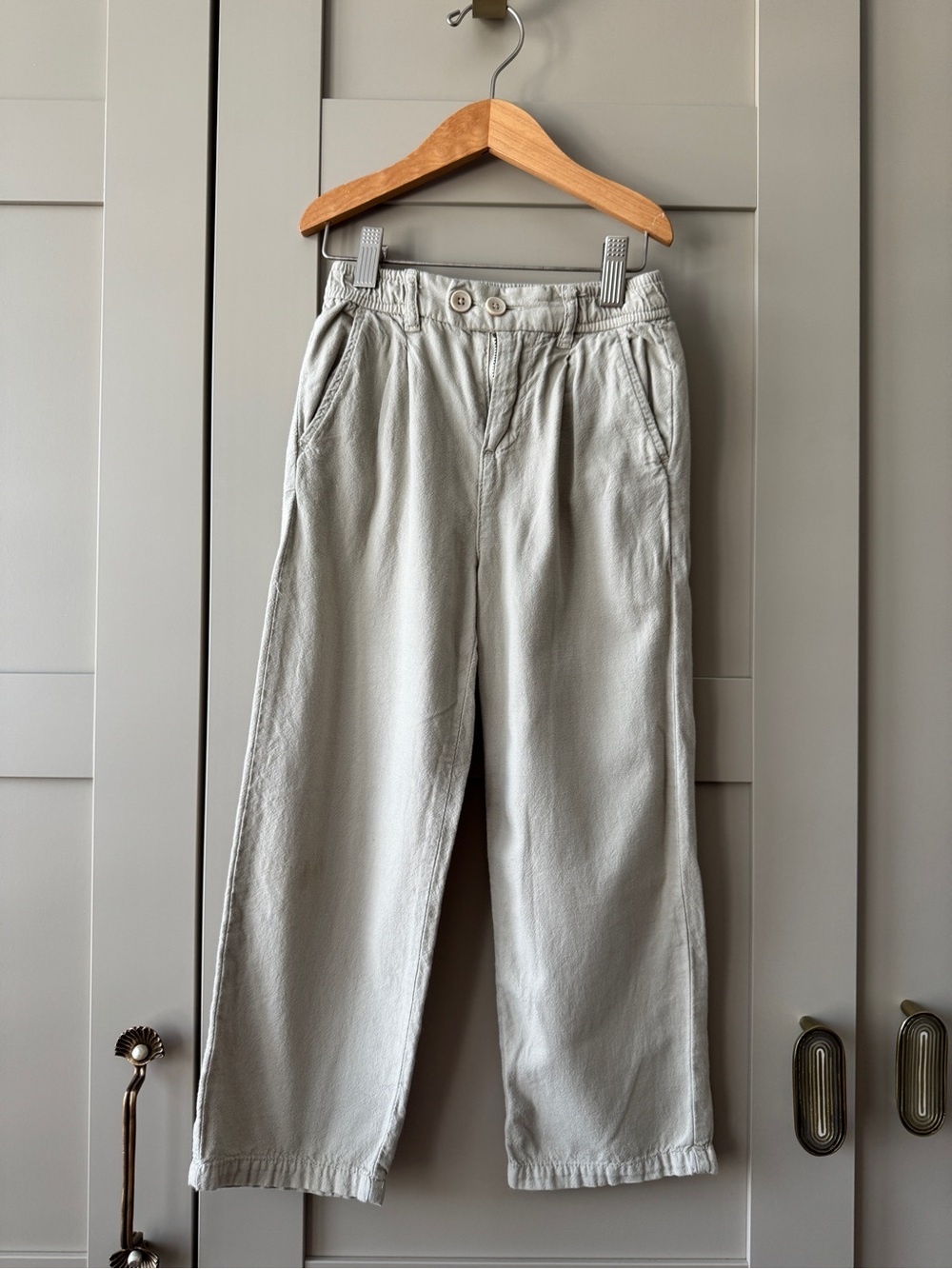 Boys Zara 6 Pinch Pleat Double Button Trousers Straight Leg Chino Style Khaki